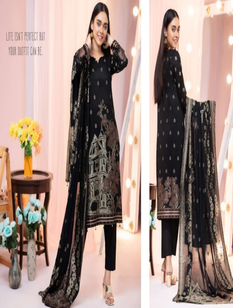 lawn embroidered shirt & dupatta with dyed trouser