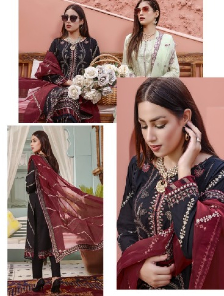 embroidered lawn with heavy dupatta and decent hand work