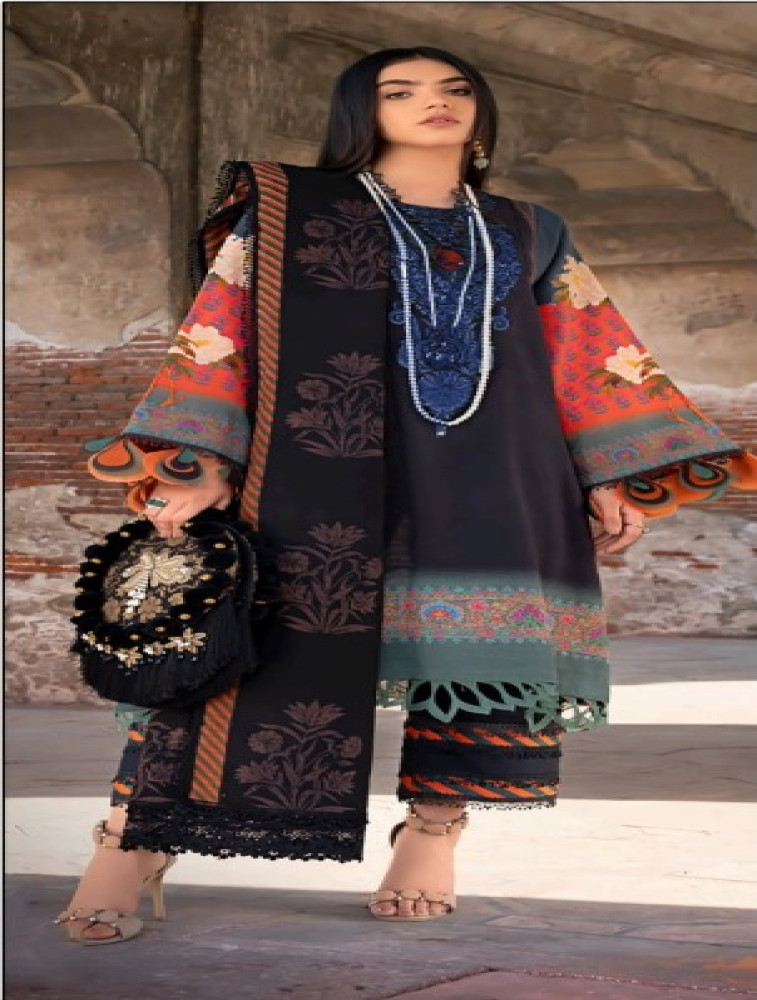 embroidered and printed lawn shirt chiffon dupatta