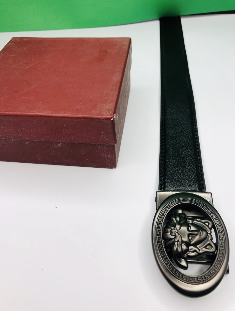 100% usa import versace branded man's leather belt with branded belt stamp 2.1