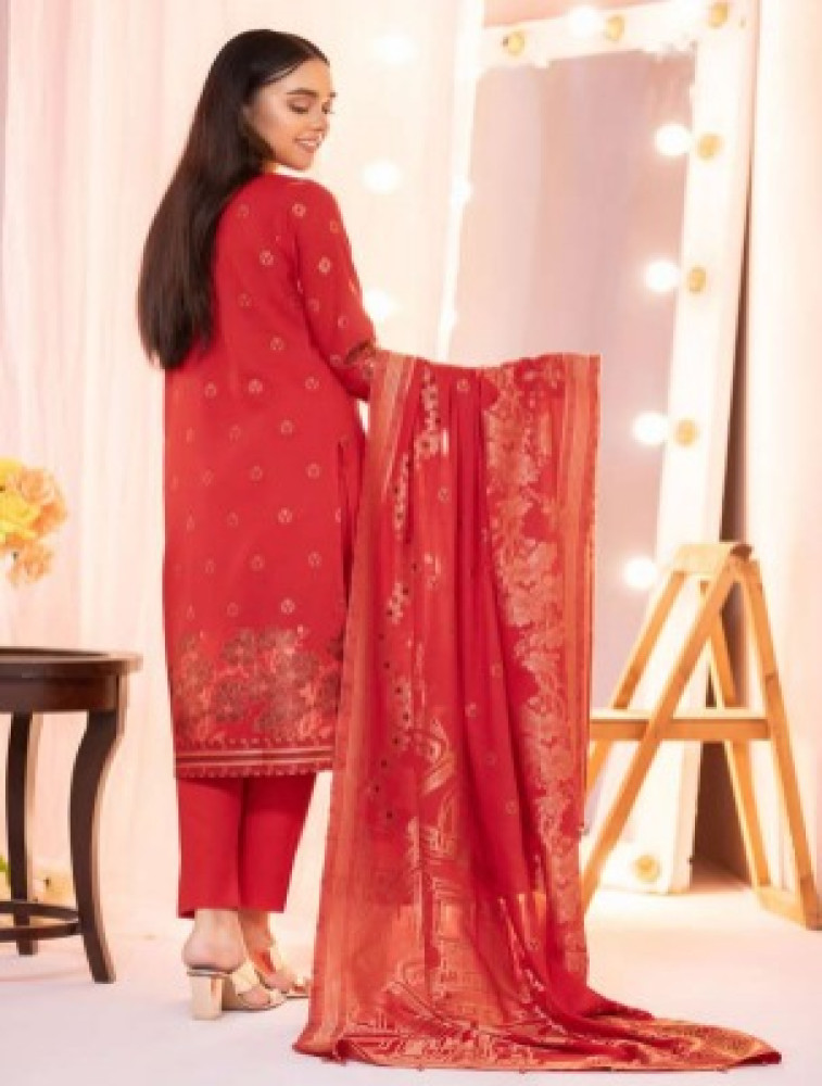 lawn embroidered shirt & dupatta with dyed trouser