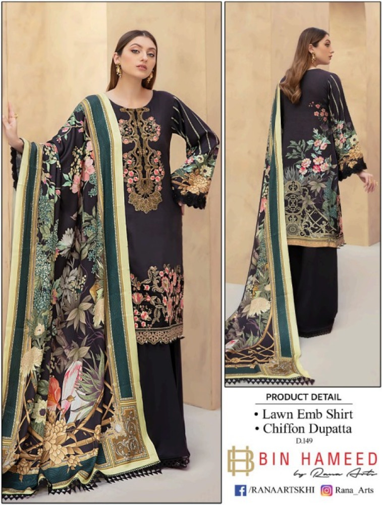 embroidered & digital printed lawn chiffon dupatta