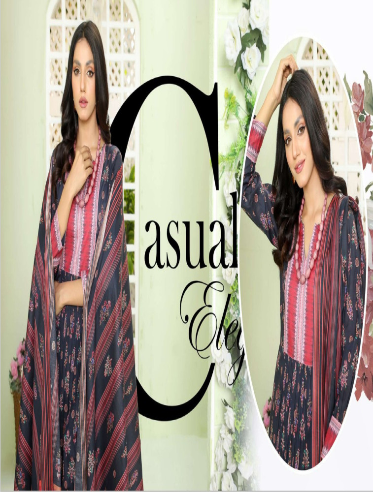 premium lawn printed shirt & dupatta and exclusive chikankari trousers