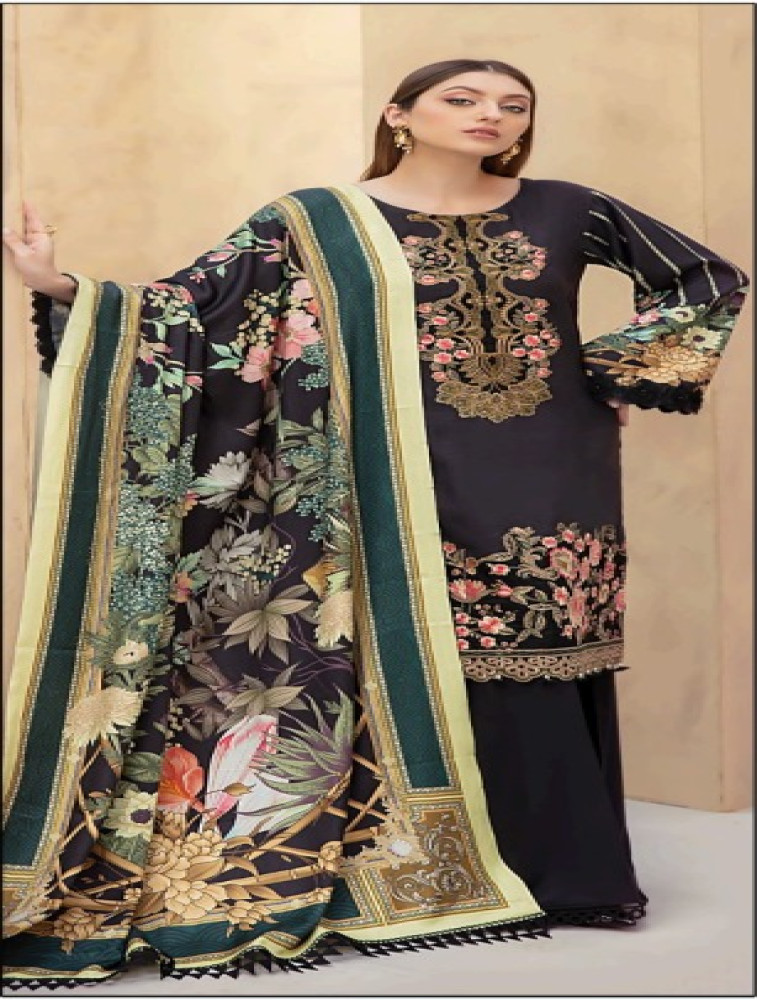 embroidered & digital printed lawn chiffon dupatta