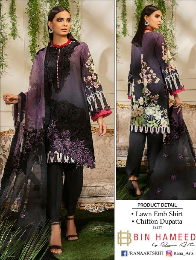 embroidered lawn suit chiffon dupatta