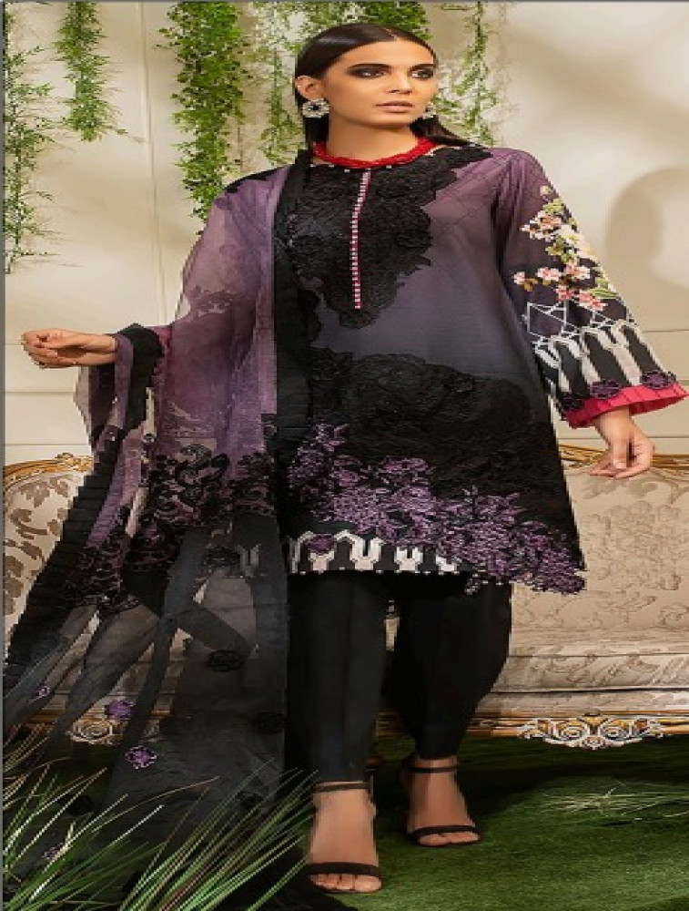 embroidered lawn suit chiffon dupatta