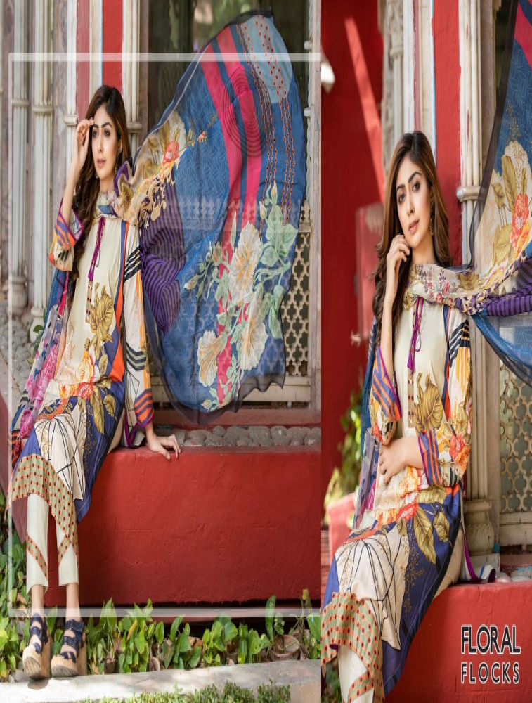 lawn embroidered shirt chiffon bamber dupatta