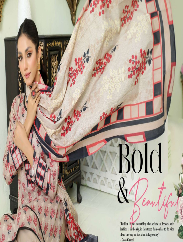 premium lawn printed shirt & dupatta and exclusive chikankari trousers