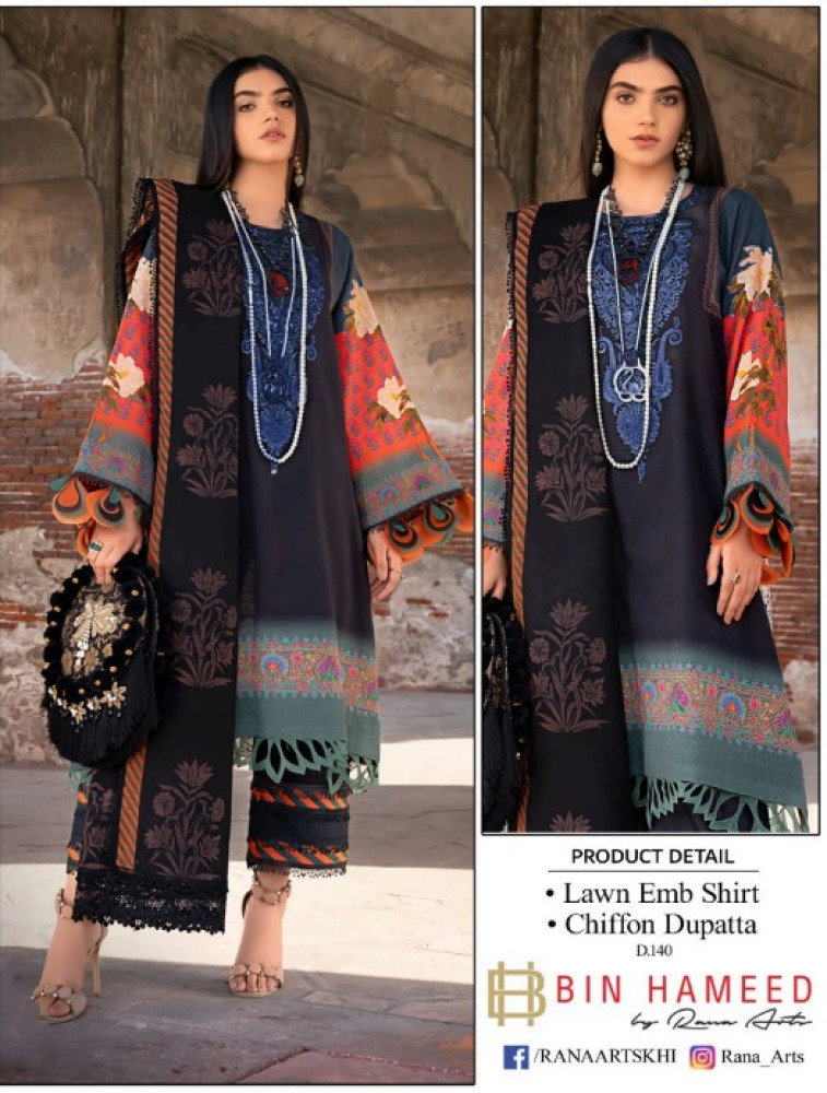 embroidered and printed lawn shirt chiffon dupatta