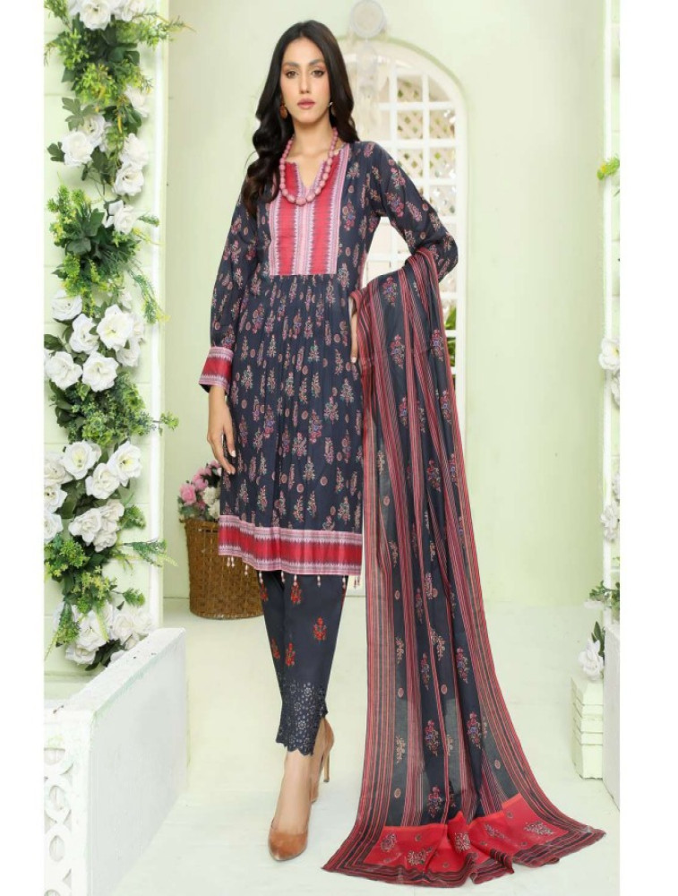 premium lawn printed shirt & dupatta and exclusive chikankari trousers